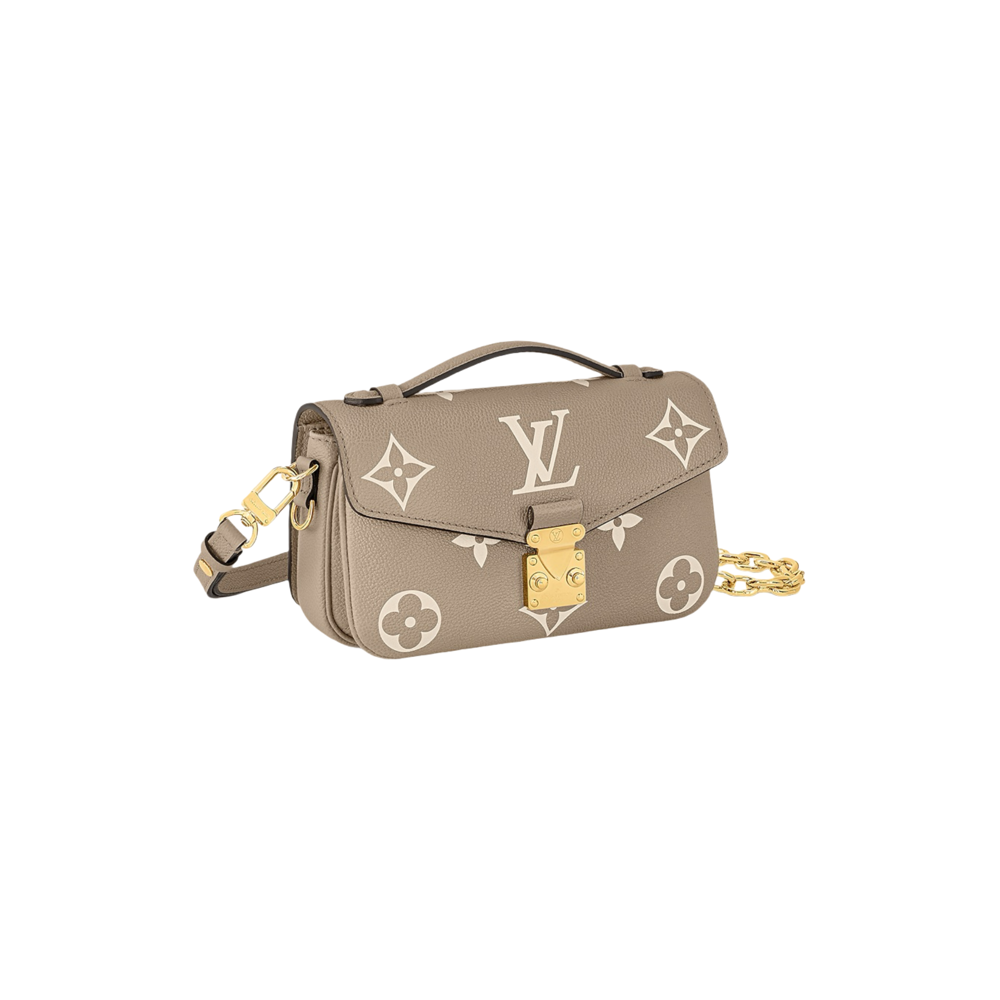 Louis Vuitton Pochette Métis East West Tourterelle çantë dore