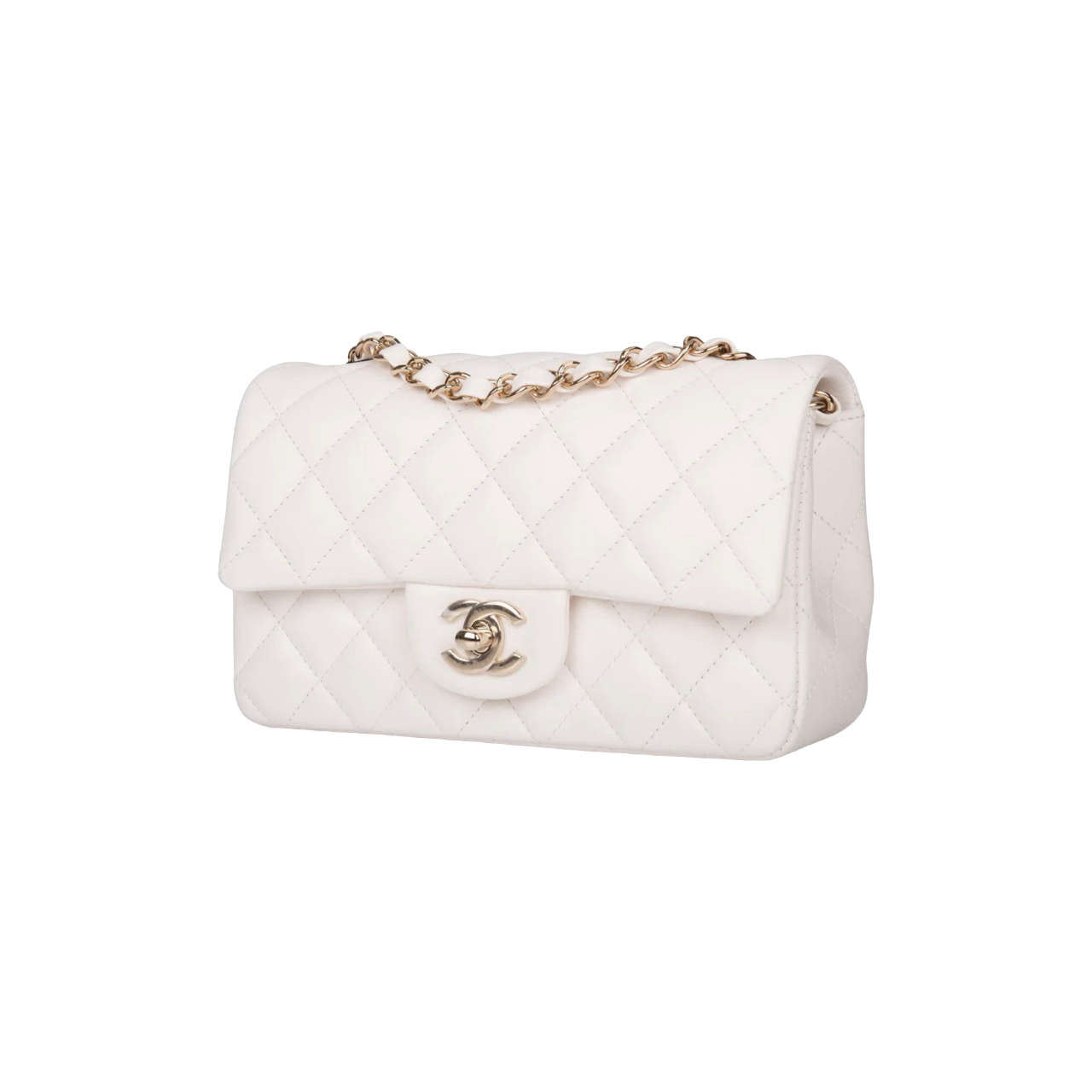 Chanel Mini Classic Çantë Dore (e bardhë)