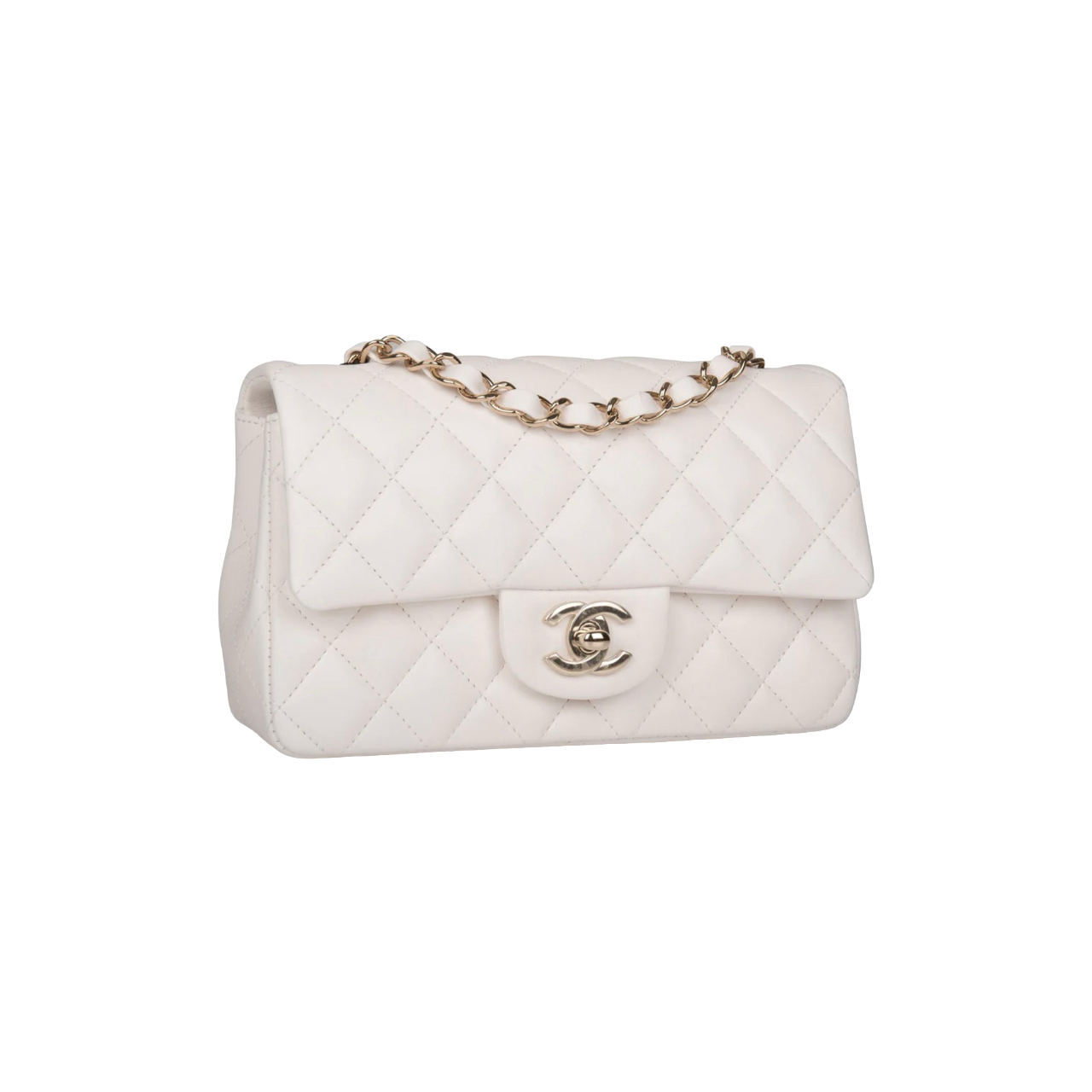 Chanel Mini Classic Çantë Dore (e bardhë)
