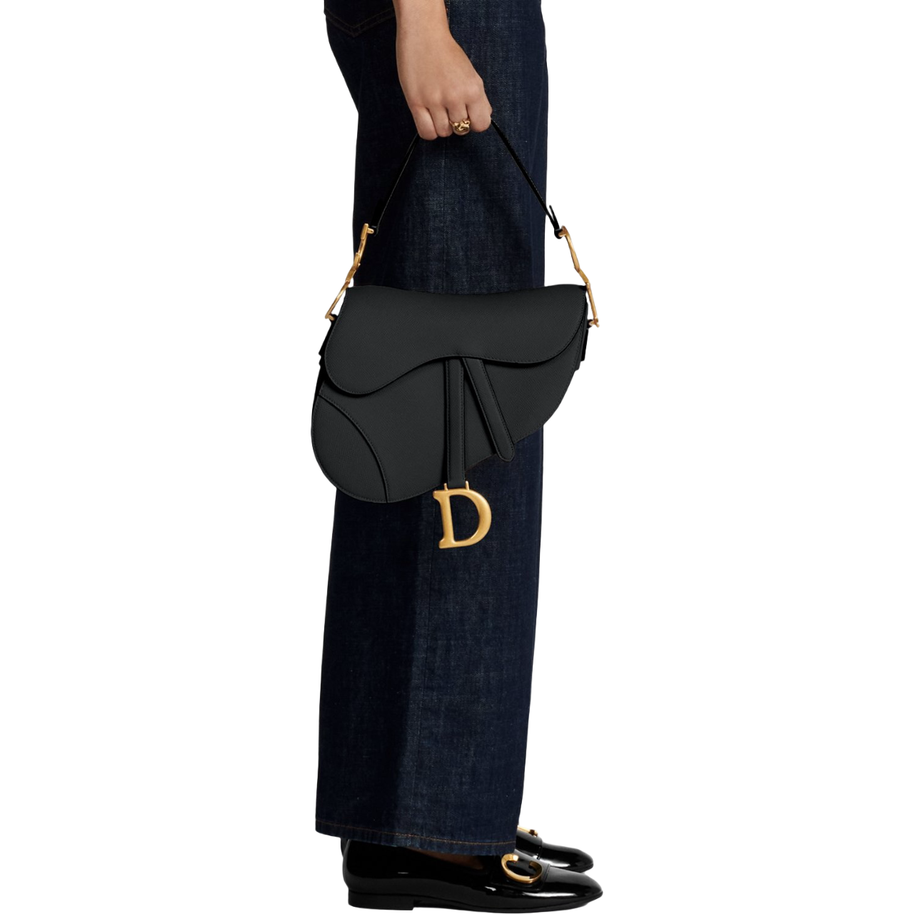Dior Mini Saddle Bag with Strap (e zezë)