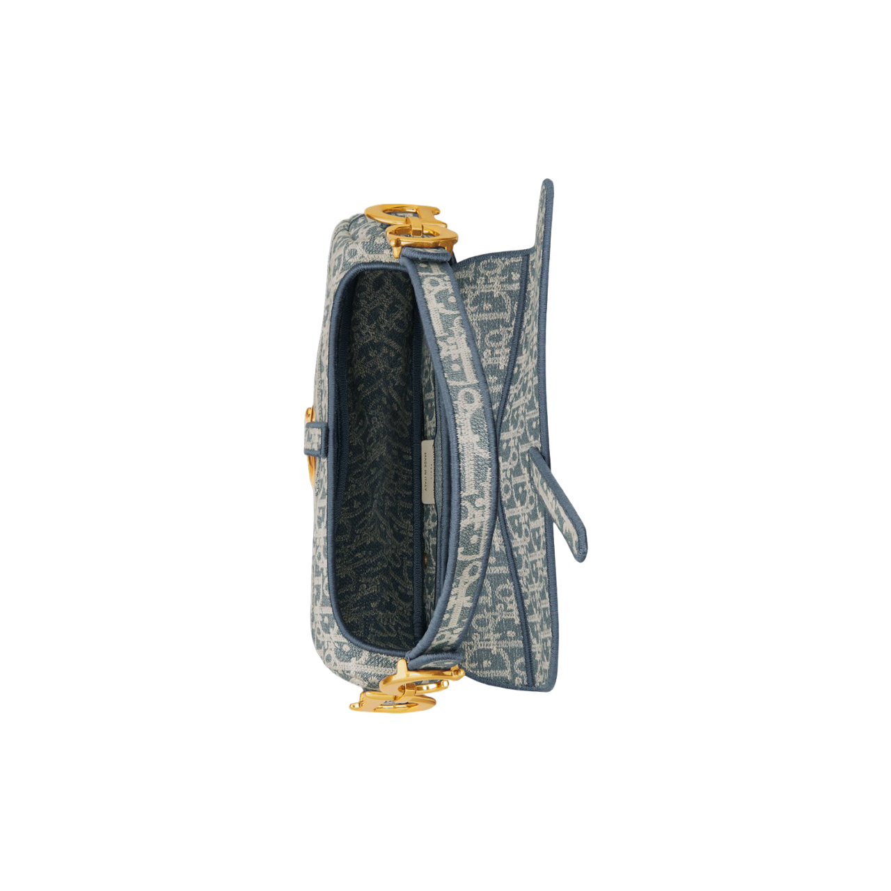 Dior Blue Oblique Chambray-Effect Embroidery Saddle Bag