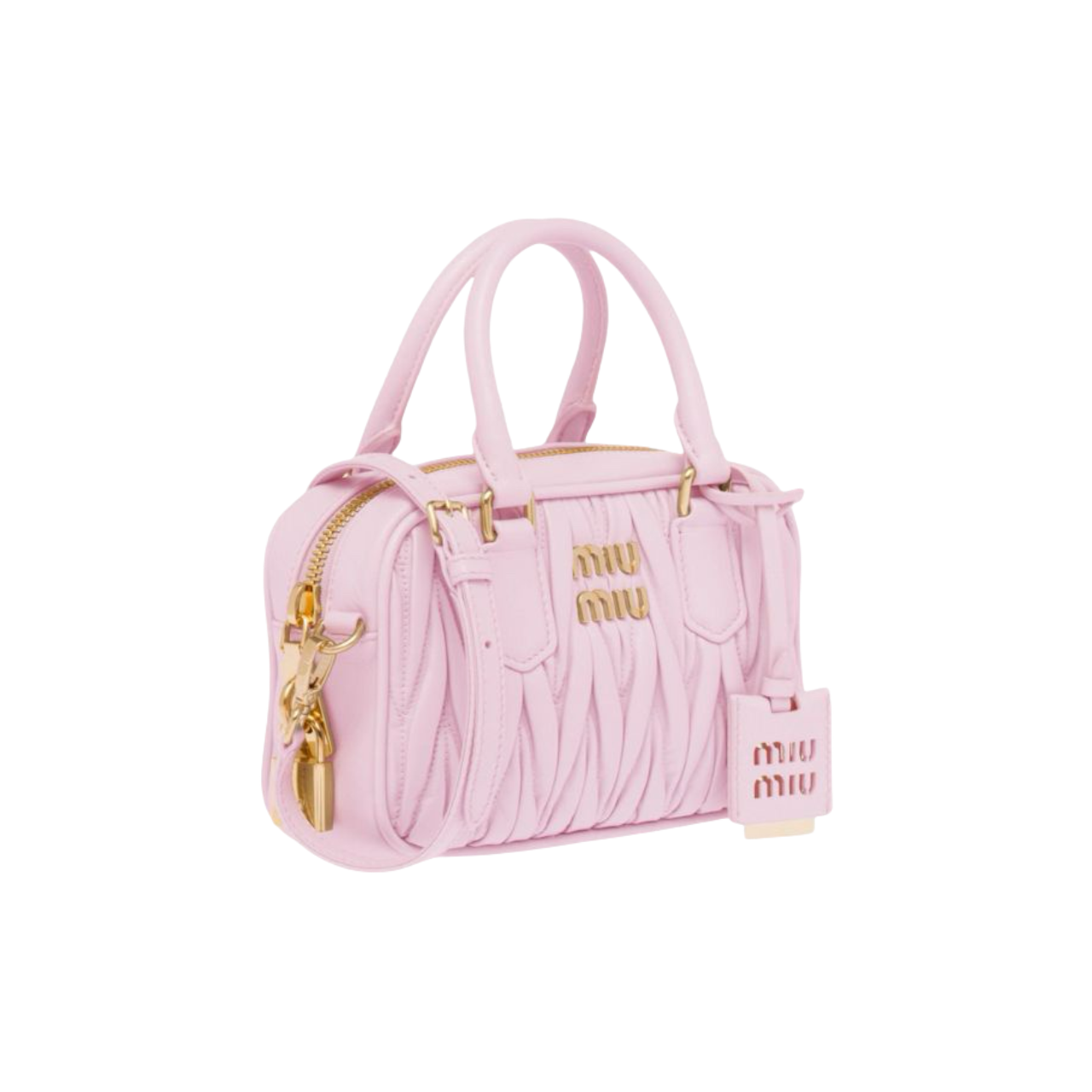 Miu Miu Matelasse Nappa Leather Top-Handle Çantë (alabaster pink)