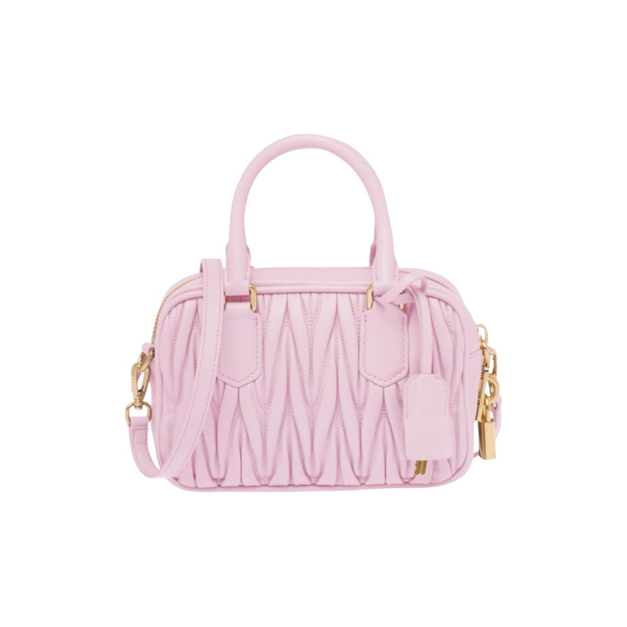 Miu Miu Matelasse Nappa Leather Top-Handle Çantë (alabaster pink)