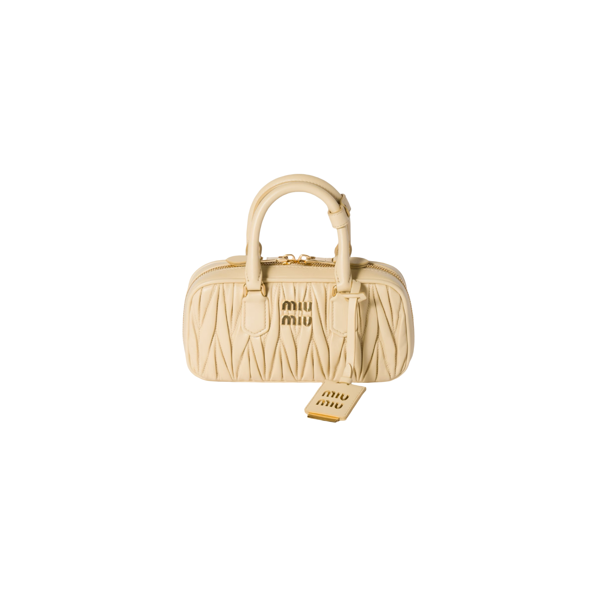 Miu Miu Arcadie Matelassé Nappa Leather Mini Çantë (gold)