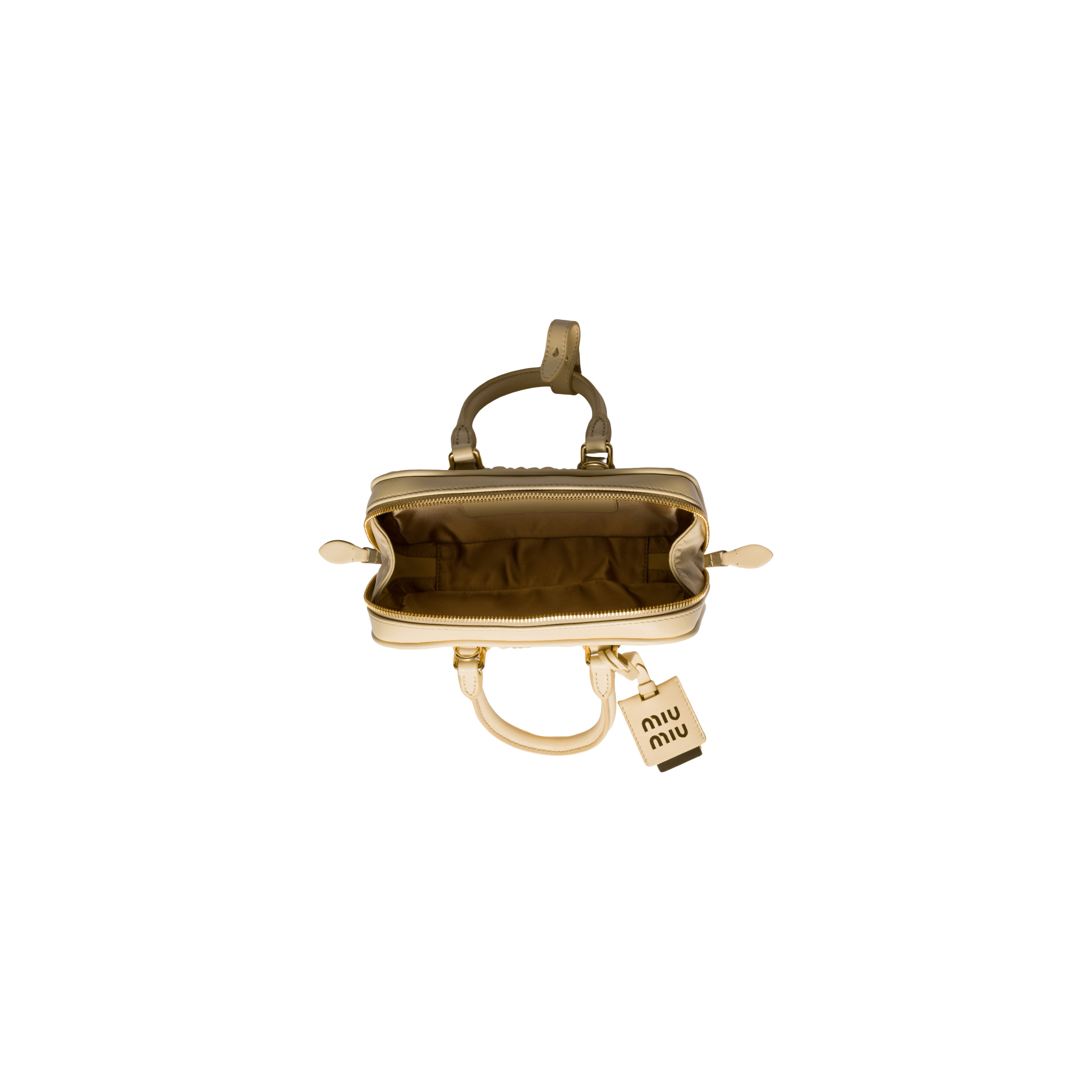 Miu Miu Arcadie Matelassé Nappa Leather Mini Çantë (gold)