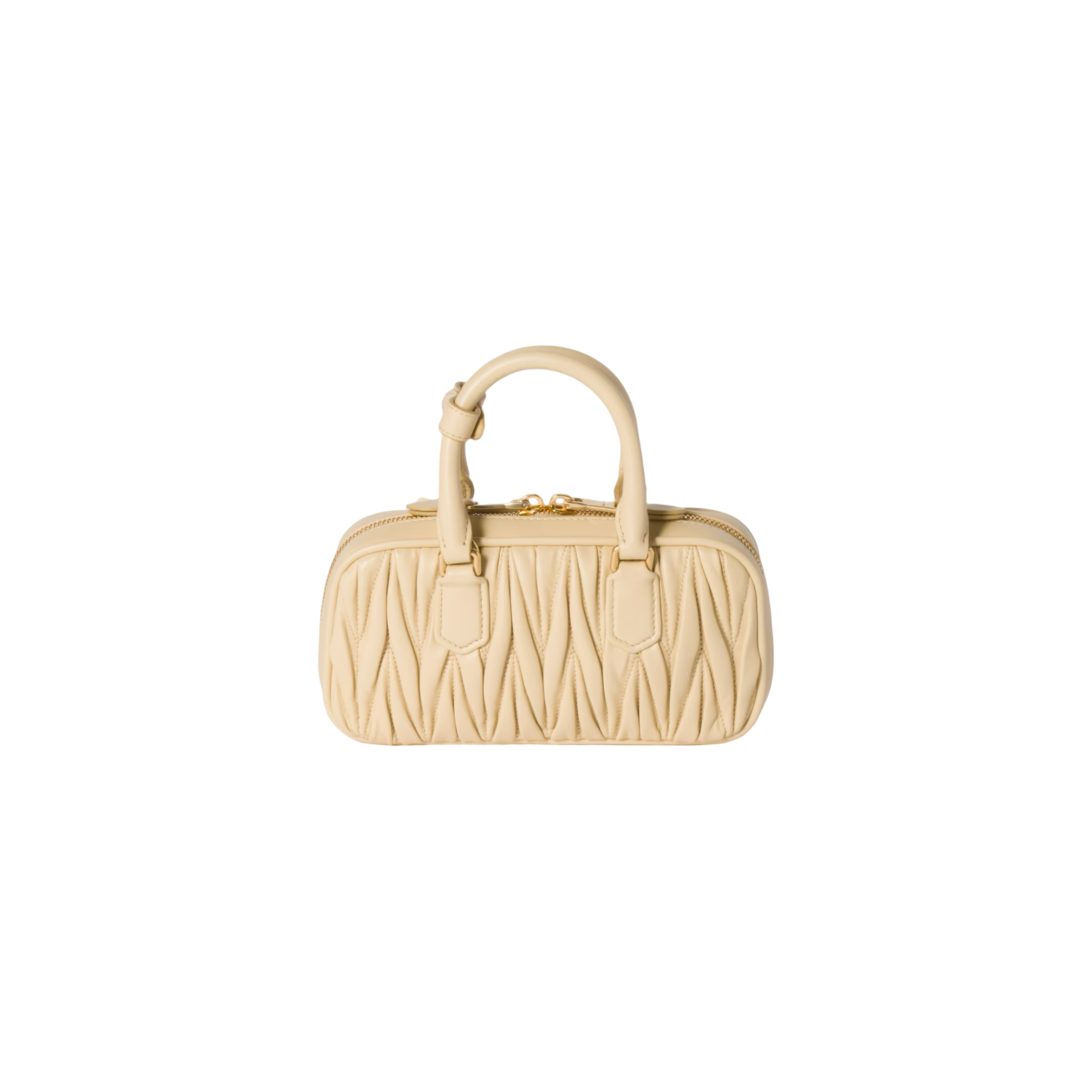 Miu Miu Arcadie Matelassé Nappa Leather Mini Çantë (gold)