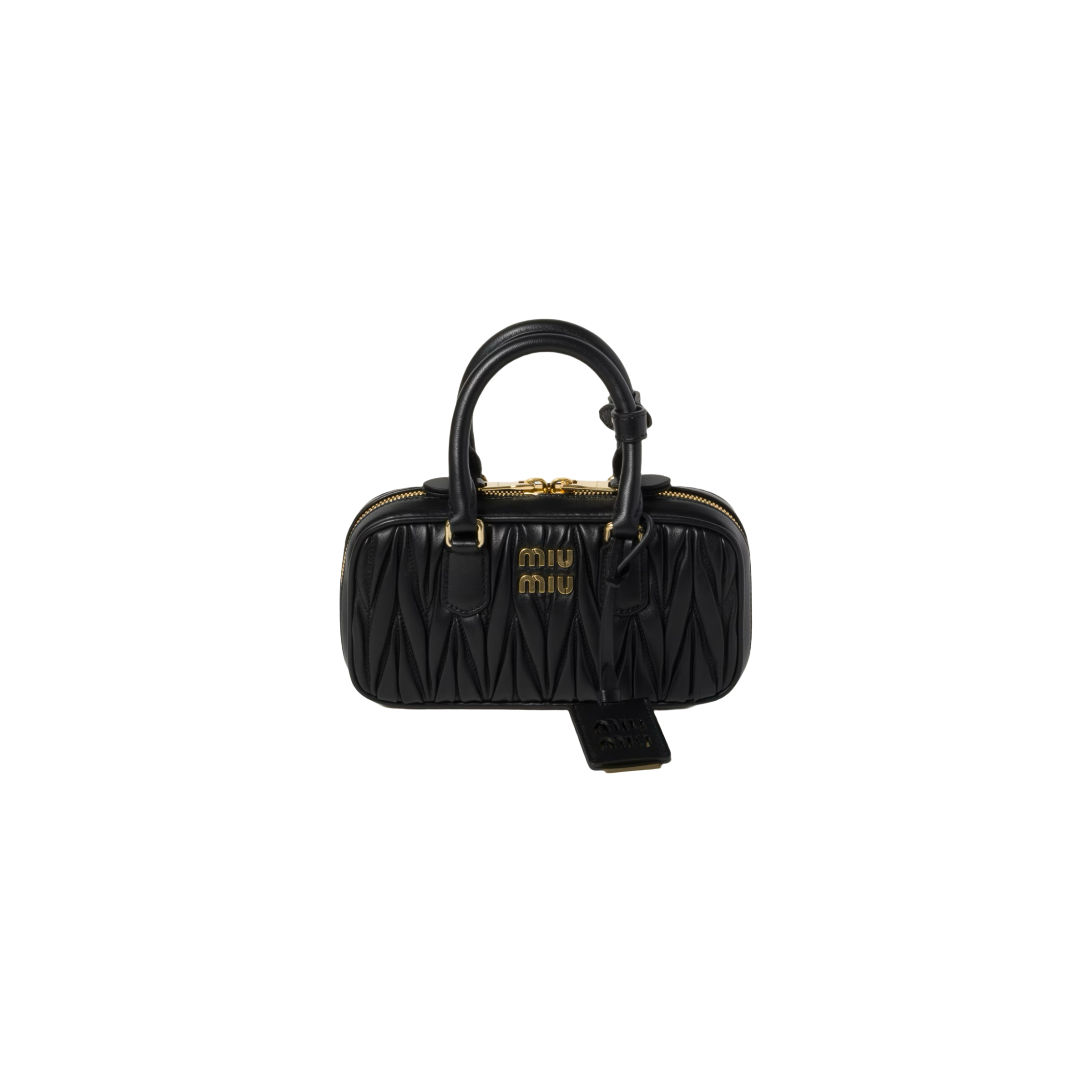 Miu Miu Arcadie Matelassé Nappa Leather Mini Çantë (e zezë)