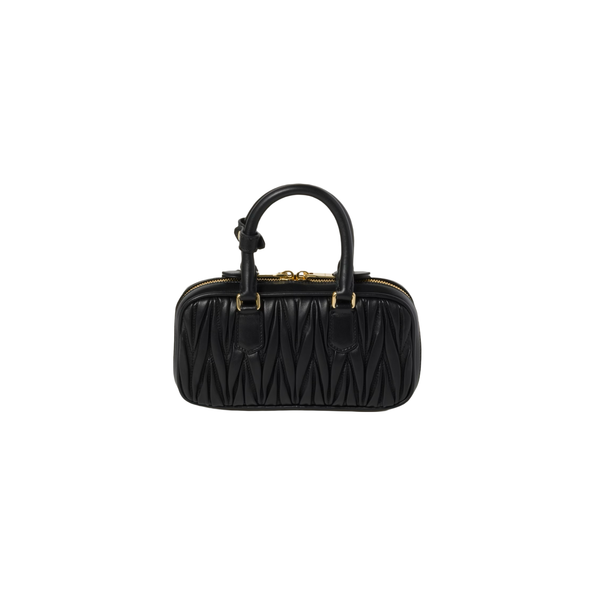 Miu Miu Arcadie Matelassé Nappa Leather Mini Çantë (e zezë)