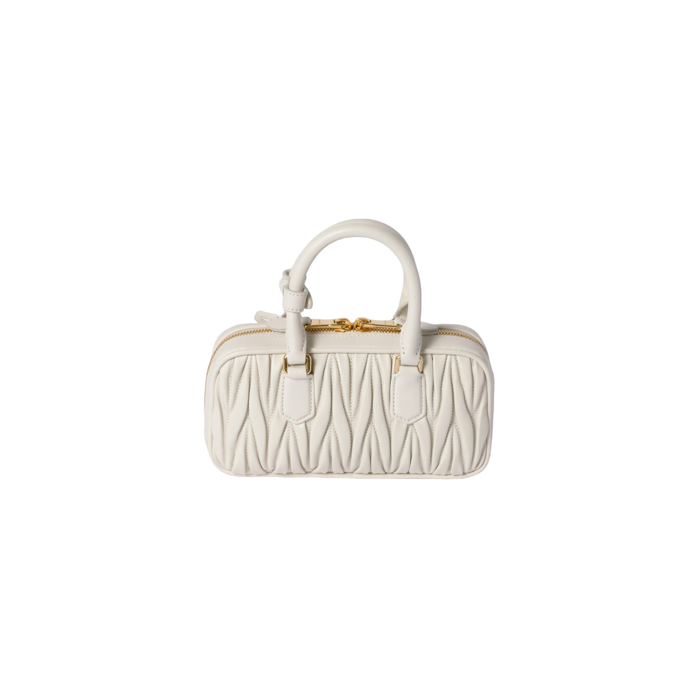 Miu Miu Arcadie Matelassé Nappa Leather Mini Çantë (e bardhë)