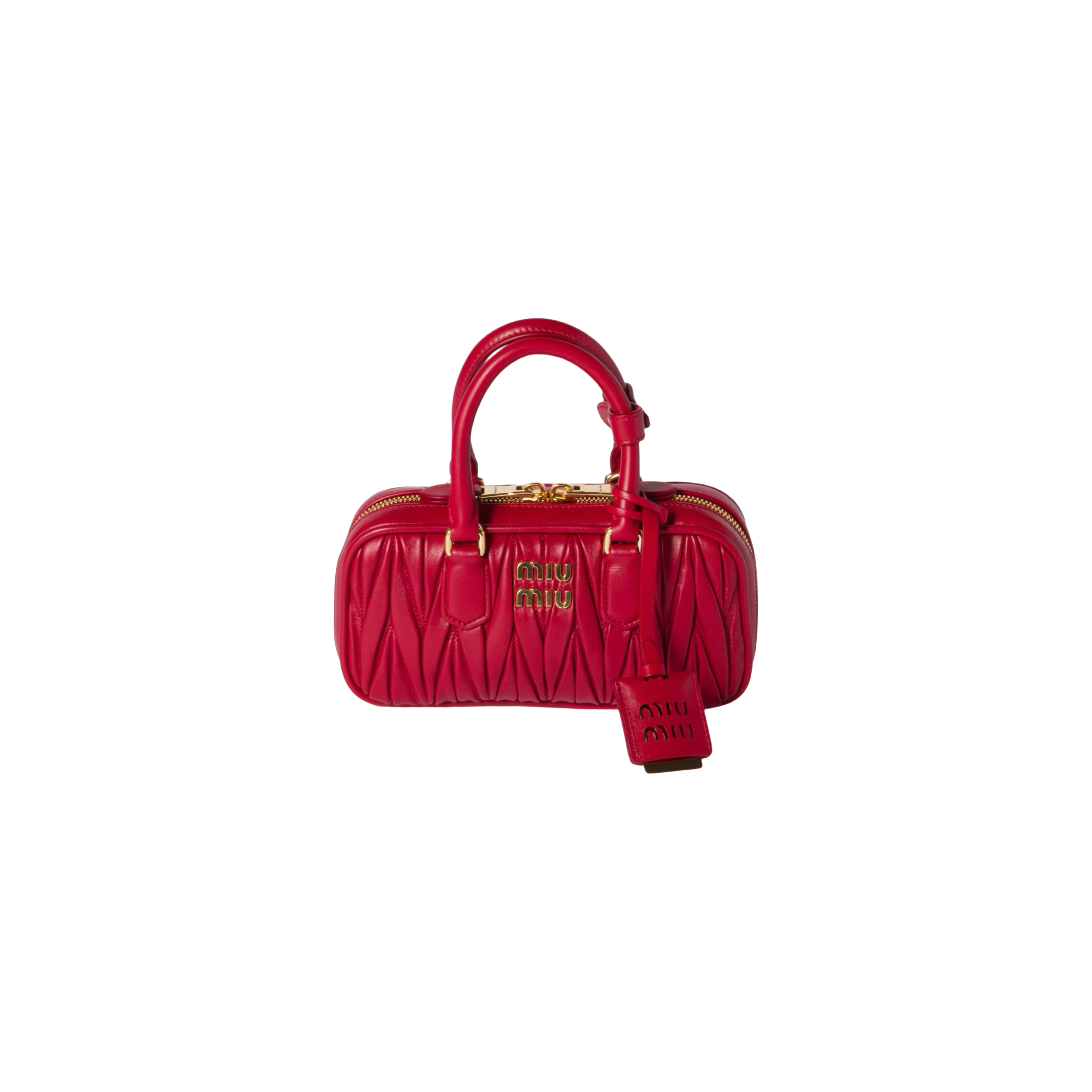 Miu Miu Arcadie Matelassé Nappa Leather Mini Çantë (e kuqe)