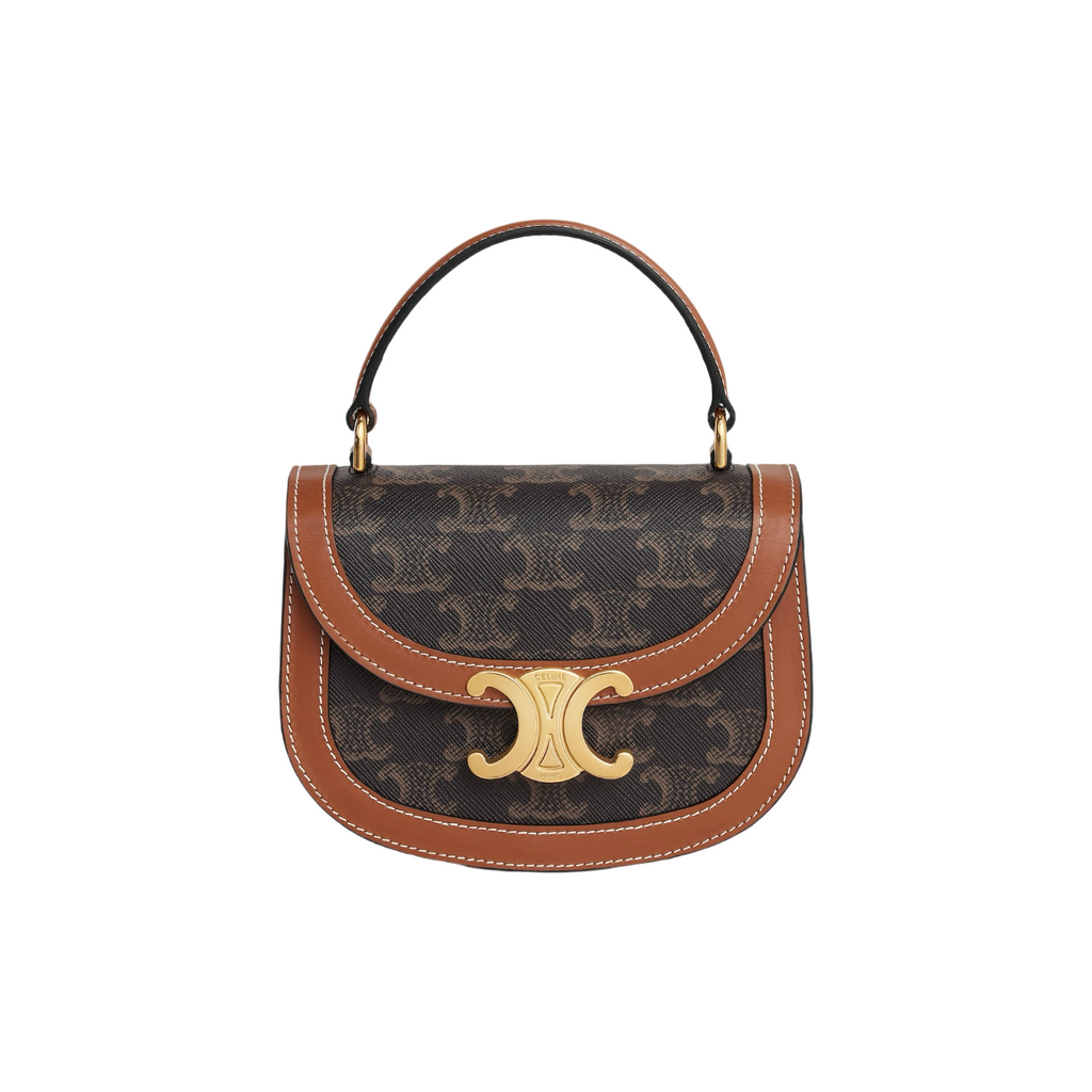 Celine Mini Besace Clea in Triomphe Canvas & Calfskin