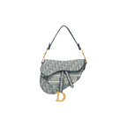 Dior Blue Oblique Chambray-Effect Embroidery Saddle Bag