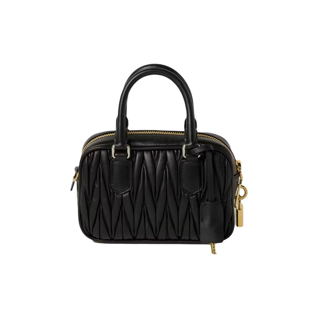 Miu Miu Matelasse Nappa Leather Top-Handle Çantë (e zezë)
