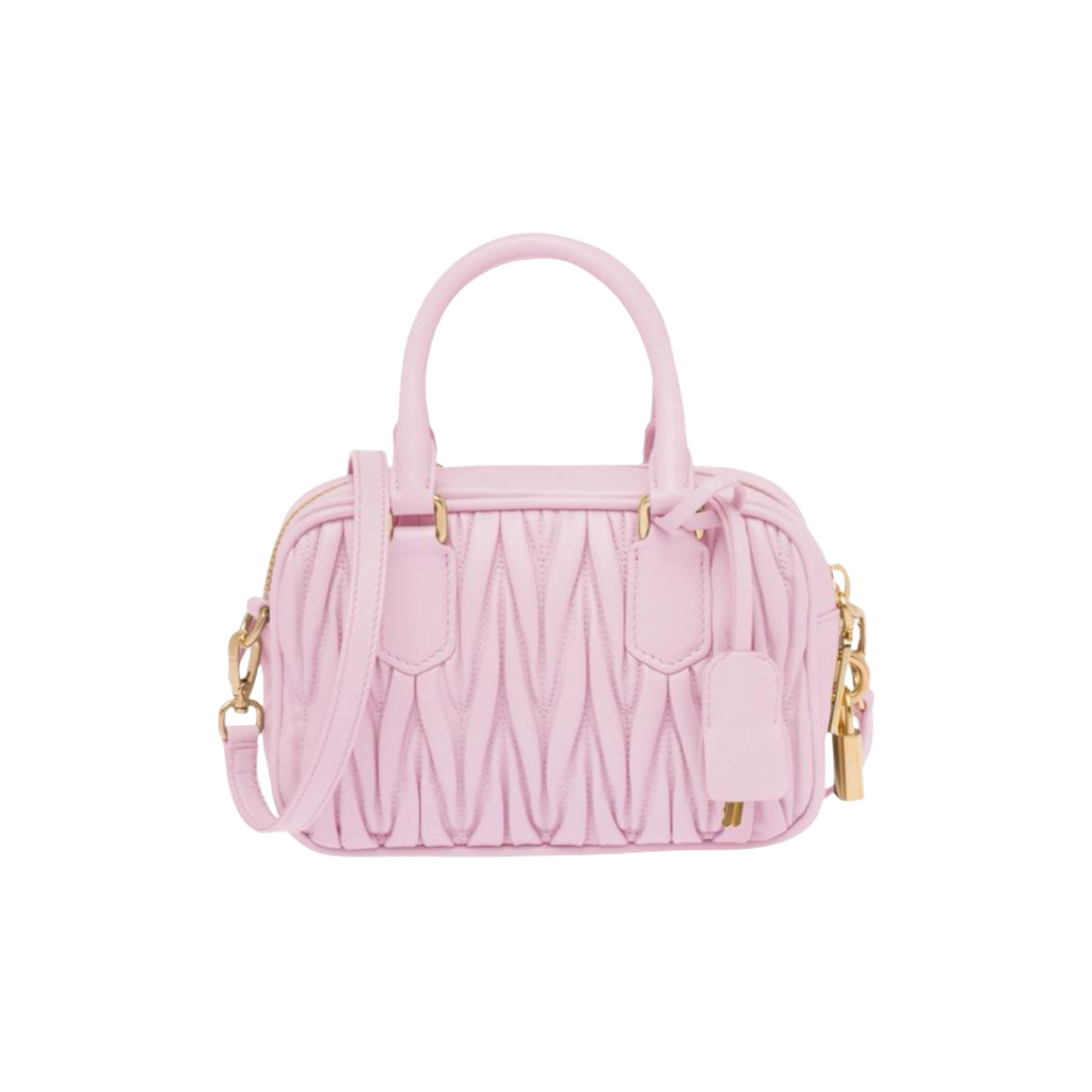 Miu Miu Matelasse Nappa Leather Top-Handle Çantë (alabaster pink)