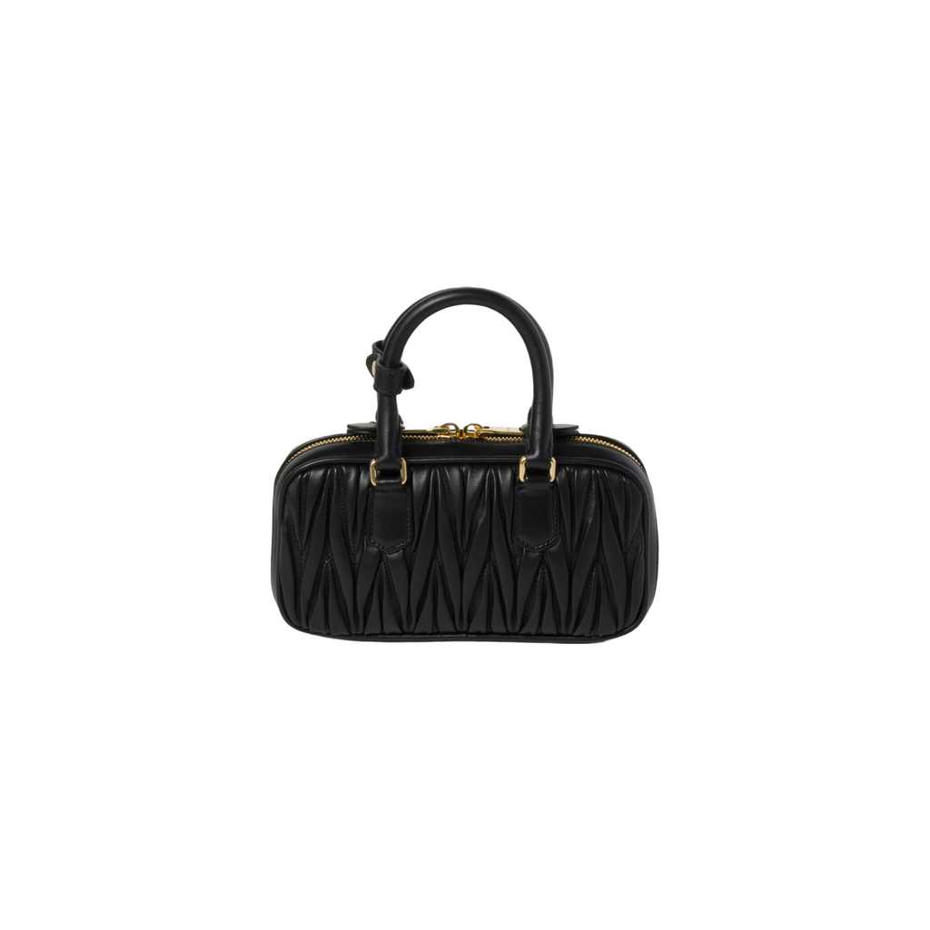 Miu Miu Arcadie Matelassé Nappa Leather Mini Çantë (e zezë)
